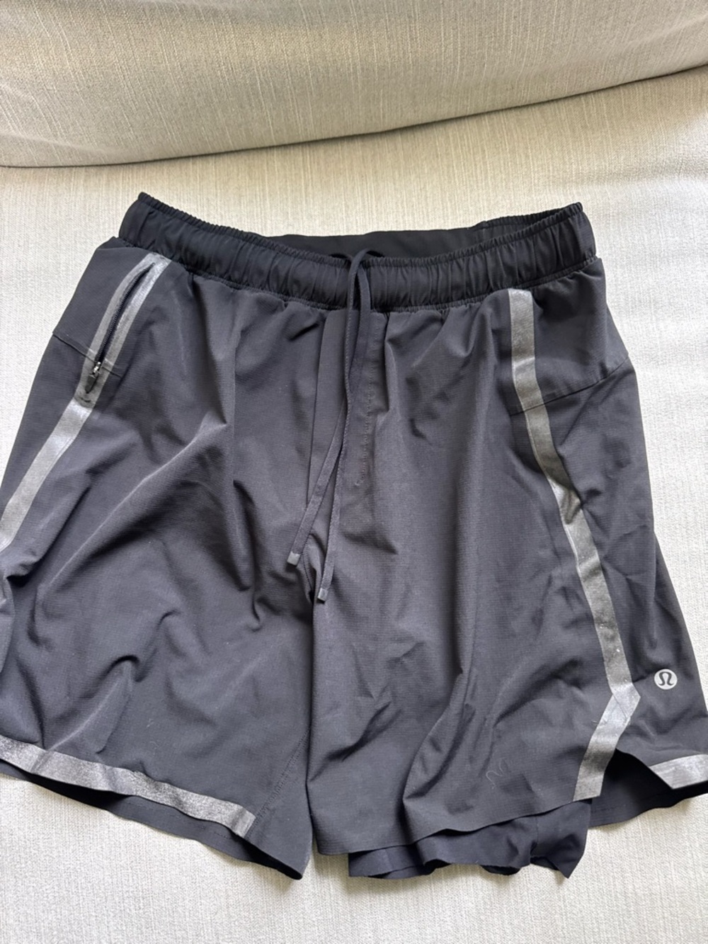 lululemon athletica Black Men’s Athletic Shorts with Reflective Stripes